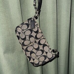Coach Monogram Black and Gray Wristlet